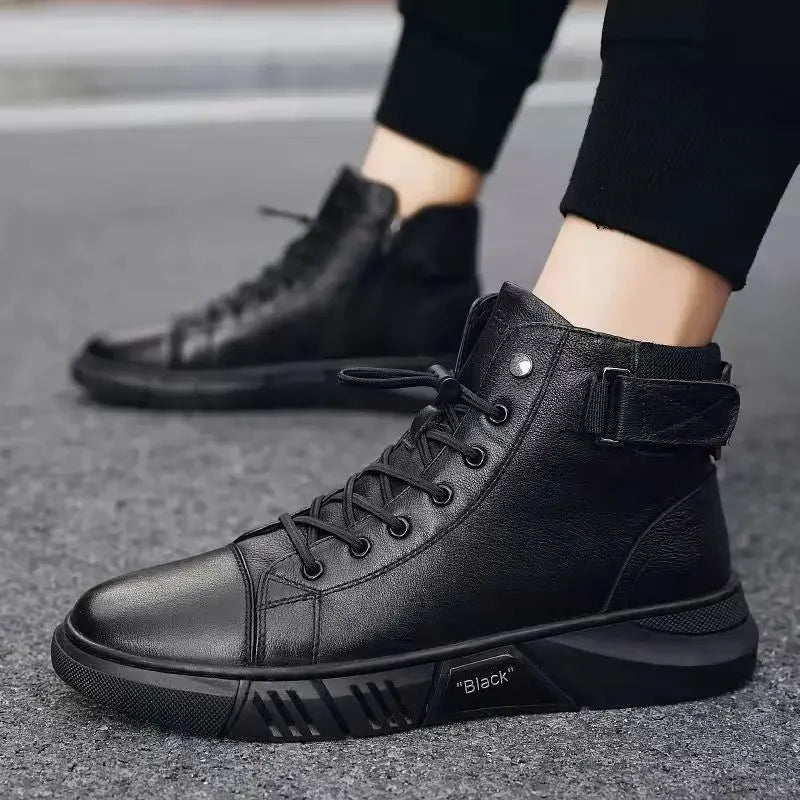 2024 Autumn New High Top Work Shoes for Men Platform Ankle Boots Fashion Quality  Boots Outdoor Booties Zapatos De Hombre