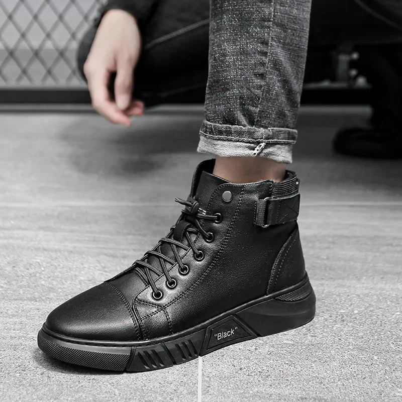 2024 Autumn New High Top Work Shoes for Men Platform Ankle Boots Fashion Quality  Boots Outdoor Booties Zapatos De Hombre