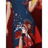 2024 GuoChao Modern Chinese  Dress for Girls Cheongsam A-line Dress Women Qipao Traditional Chinese Improved Cheongsam Dress