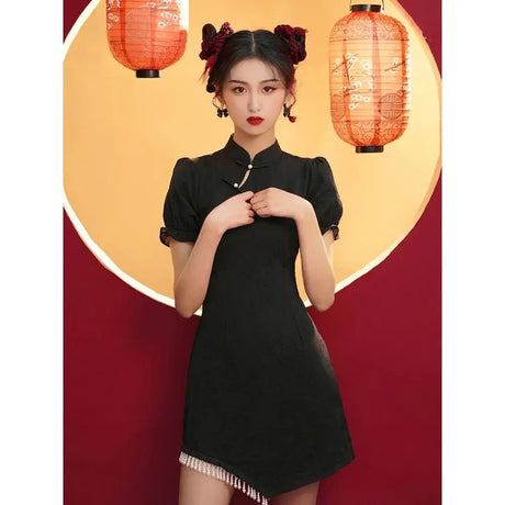 2024 GuoChao Modern Chinese  Dress for Girls Cheongsam A-line Dress Women Qipao Traditional Chinese Improved Cheongsam Dress