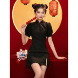 2024 GuoChao Modern Chinese  Dress for Girls Cheongsam A-line Dress Women Qipao Traditional Chinese Improved Cheongsam Dress