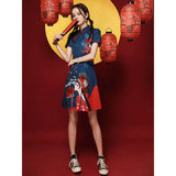 2024 GuoChao Modern Chinese  Dress for Girls Cheongsam A-line Dress Women Qipao Traditional Chinese Improved Cheongsam Dress