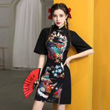 2024 GuoChao Modern Chinese  Dress for Girls Cheongsam A-line Dress Women Qipao Traditional Chinese Improved Cheongsam Dress