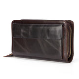 2024 Leather Large Men Clutch Wallets Name Customized Men Purse 100% Genuine Leather Long Leather Male Wallet