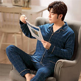 2024 Men's Pajama Sets Simple Sleepwear Long Sleeve Cotton Top Pant Leisure Outwear Soft Autumn Winter Loungewear Plus Size 6XL