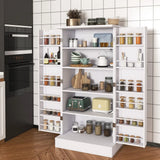 2024 New 47” Kitchen Pantry Cabinet, White Freestanding Buffet Cupboards Sideboard with Doors & Adjustable Shelves