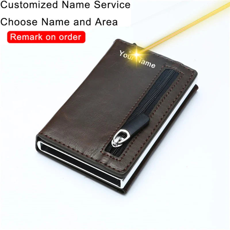 2024 New Customized Name Wallet RFID Smart Wallet Credit Card Holder Aluminium Card Hold Men Wallet Minimalist Coin Pocket Purse