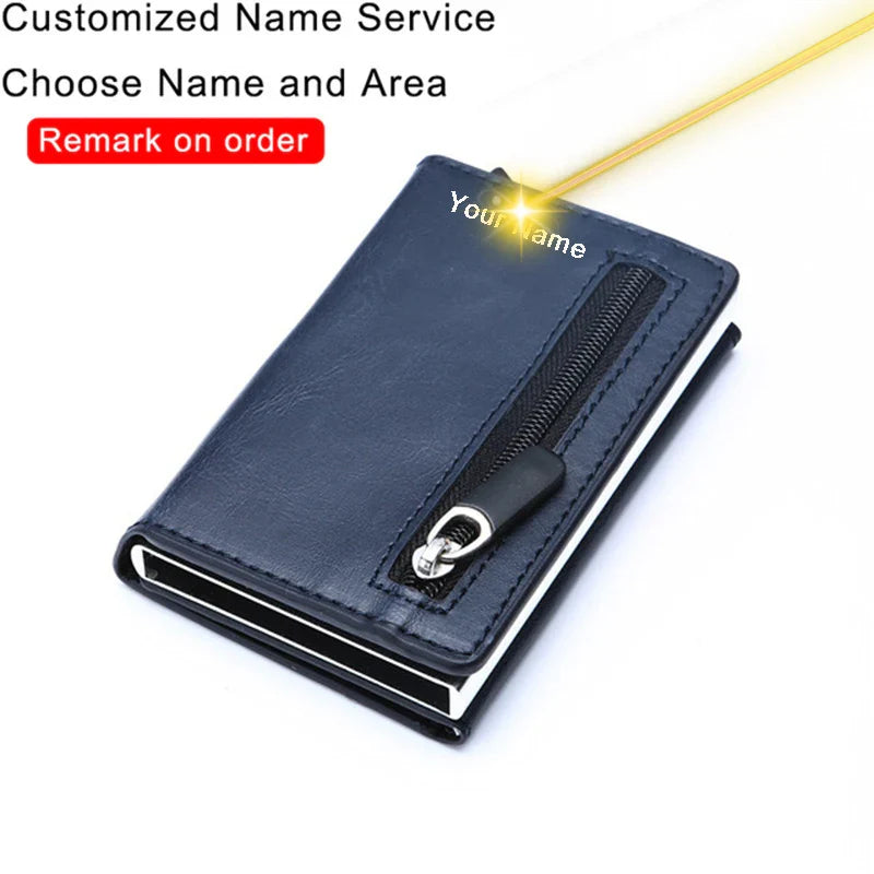 2024 New Customized Name Wallet RFID Smart Wallet Credit Card Holder Aluminium Card Hold Men Wallet Minimalist Coin Pocket Purse