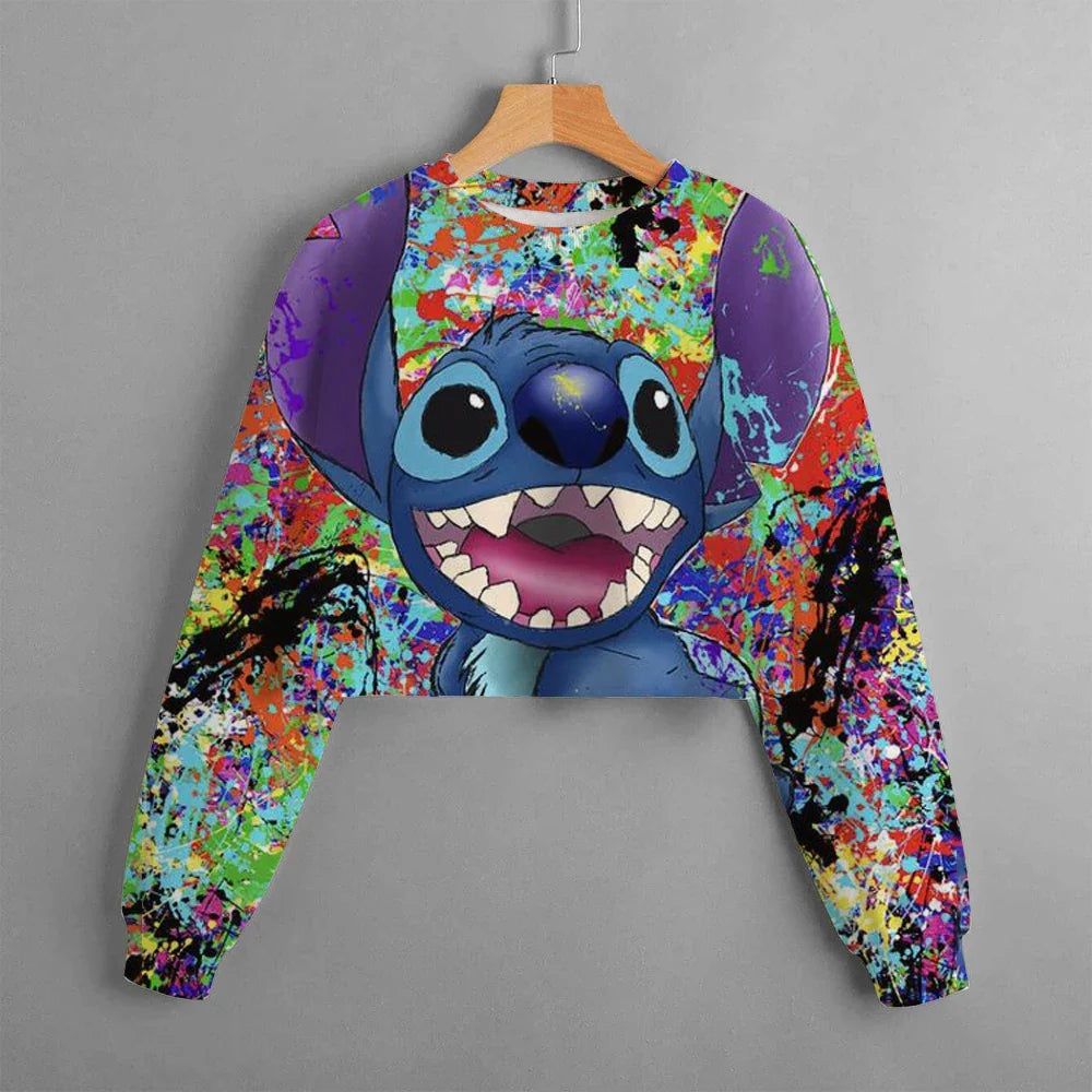 2024 New Spring and Autumn Girls' Lilo&Stitch Cartoon Hoodie Fashion Children's Sweatshirt Cartoon Long Sleeve Children's Wear