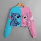 2024 New Spring and Autumn Girls' Lilo&Stitch Cartoon Hoodie Fashion Children's Sweatshirt Cartoon Long Sleeve Children's Wear