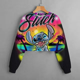 2024 New Spring and Autumn Girls' Lilo&Stitch Cartoon Hoodie Fashion Children's Sweatshirt Cartoon Long Sleeve Children's Wear