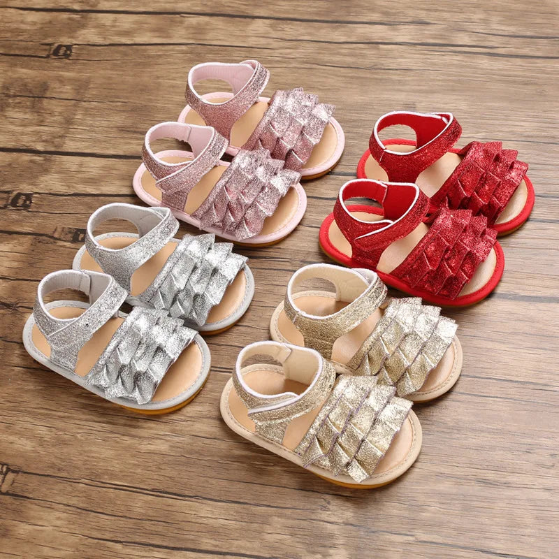 2024 New Summer Baby Sandal 0-12M Cute Girls Sequin Shoes Toddler Prewalker