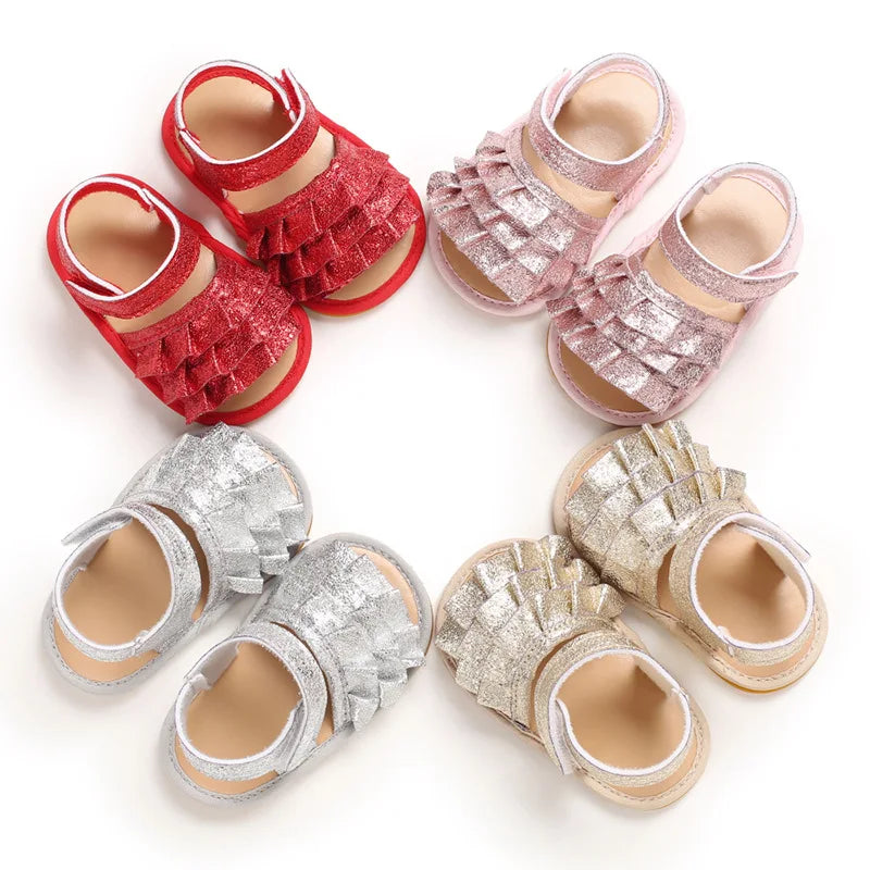 2024 New Summer Baby Sandal 0-12M Cute Girls Sequin Shoes Toddler Prewalker