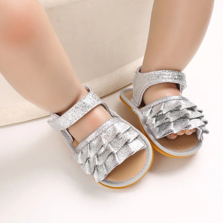 2024 New Summer Baby Sandal 0-12M Cute Girls Sequin Shoes Toddler Prewalker