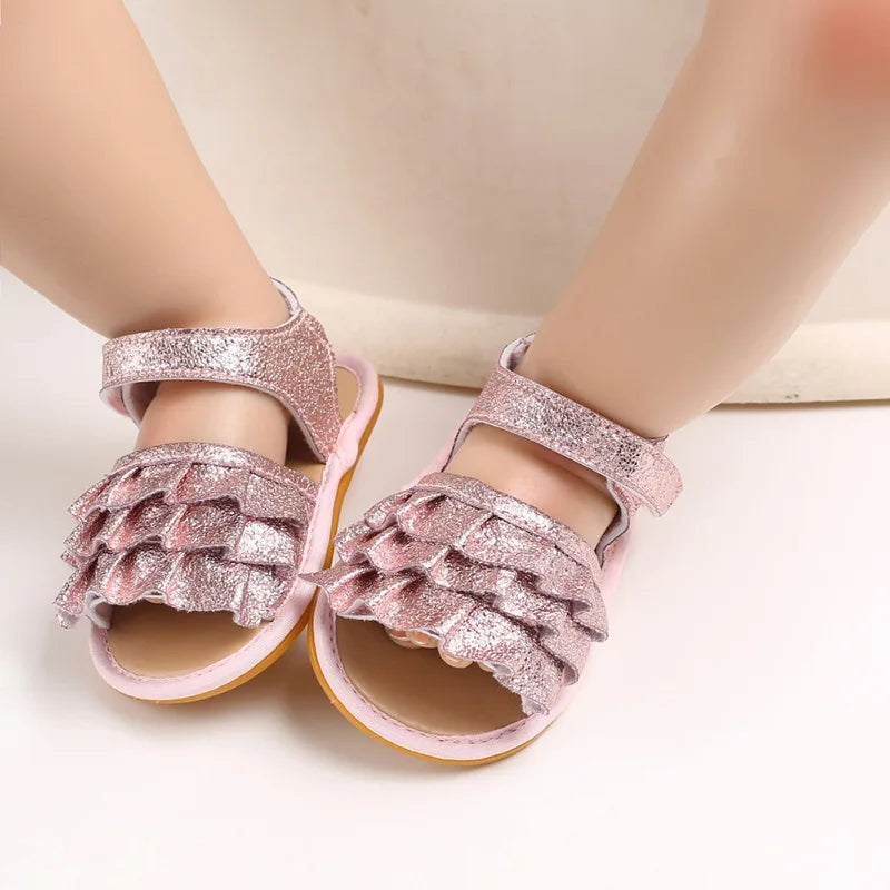 2024 New Summer Baby Sandal 0-12M Cute Girls Sequin Shoes Toddler Prewalker