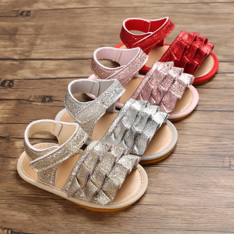 2024 New Summer Baby Sandal 0-12M Cute Girls Sequin Shoes Toddler Prewalker