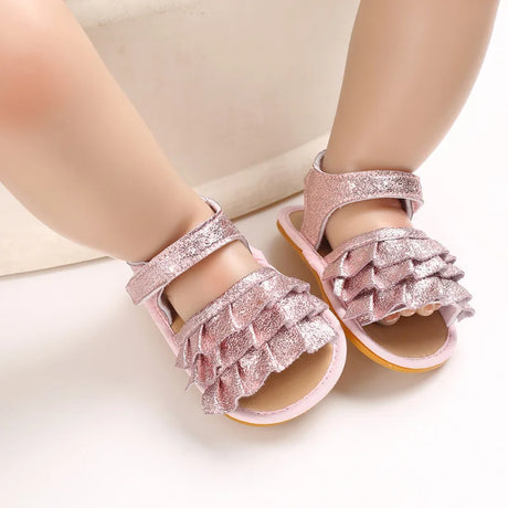 2024 New Summer Baby Sandal 0-12M Cute Girls Sequin Shoes Toddler Prewalker