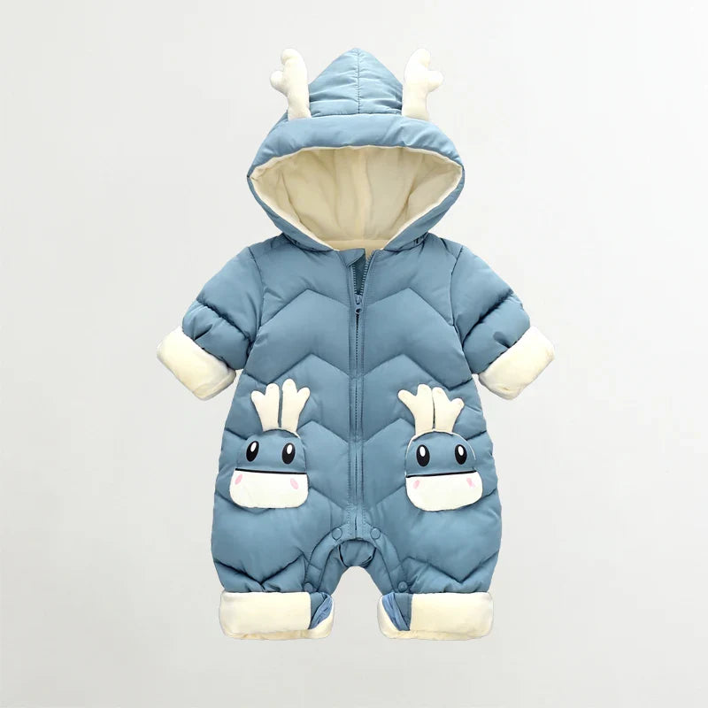 2024 New born Baby Girl clothes Winter Snowsuit Plus Velvet Thick Baby Boys Jumpsuit 0-3 Years Romper boy Overalls Toddler Coat