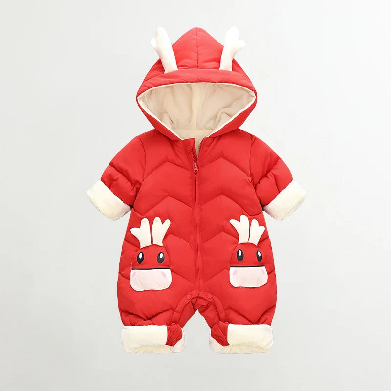 2024 New born Baby Girl clothes Winter Snowsuit Plus Velvet Thick Baby Boys Jumpsuit 0-3 Years Romper boy Overalls Toddler Coat