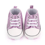 2024 Newborn Sequined Canvas Baby Sneakers Casual Baby Boys Girls Toddler Multi-Color Soft Sole Non-slip Walking Shoes 0-18Month