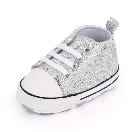 2024 Newborn Sequined Canvas Baby Sneakers Casual Baby Boys Girls Toddler Multi-Color Soft Sole Non-slip Walking Shoes 0-18Month