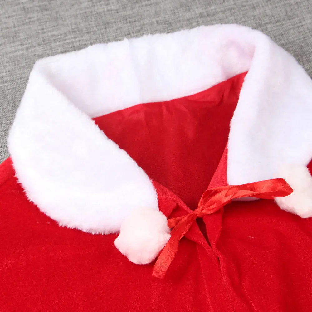 2024 Winter Red Velvet Cape Cloak Christmas Women Girl Shawl Party Costumes Dress Decoration Santa Claus Costume Fashion