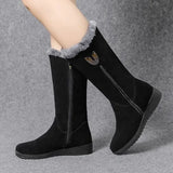 2024 Winter Warm Chelsea High Fur Boots Women  Shoes for Women Chunky Mid-calf Plush Snow Flat Boots ZIP Fashion Botas Mujer