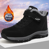 2024 Winter Women Men Boots Waterproof Leather Sneakers Men Ankle Boots Outdoor Not Slip Plush Warm Snow Hiking Boots Man Shoes