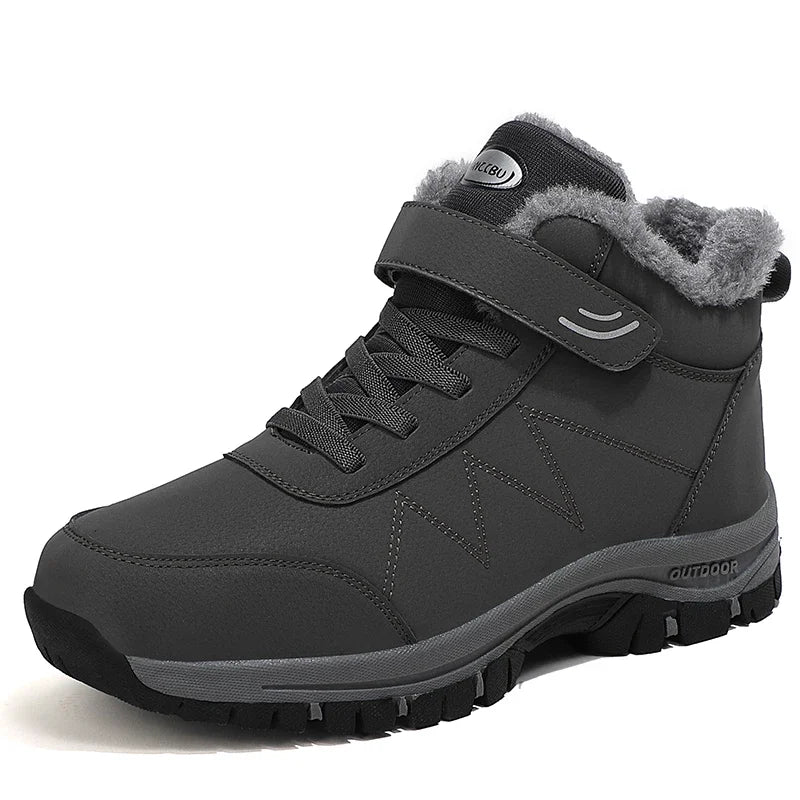 2024 Winter Women Men Boots Waterproof Leather Sneakers Men Ankle Boots Outdoor Not Slip Plush Warm Snow Hiking Boots Man Shoes