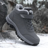 2024 Winter Women Men Boots Waterproof Leather Sneakers Men Ankle Boots Outdoor Not Slip Plush Warm Snow Hiking Boots Man Shoes