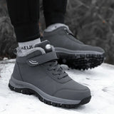 2024 Winter Women Men Boots Waterproof Leather Sneakers Men Ankle Boots Outdoor Not Slip Plush Warm Snow Hiking Boots Man Shoes