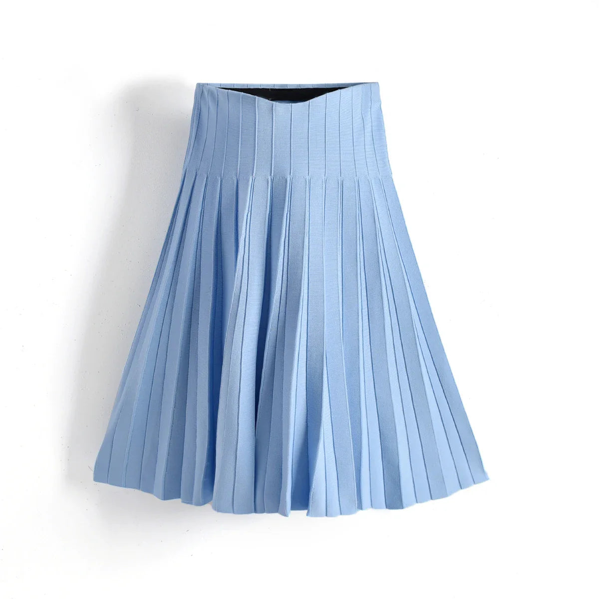 2024 Women Knitted Pleated Skirts Autumn Winter Knitted Fashion Girl Clothes Midi High Waist One-Pieces Elastic Female Vestidos