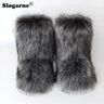 2024 Women Winter Fluffy Fur Boots Woman Furry Snow Boots Plush Warm Outdoor Footwear Girls Luxury Faux Fox Fur Platform Shoes