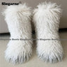 2024 Women Winter Fluffy Fur Boots Woman Furry Snow Boots Plush Warm Outdoor Footwear Girls Luxury Faux Fox Fur Platform Shoes