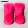 2024 Women Winter Fluffy Fur Boots Woman Furry Snow Boots Plush Warm Outdoor Footwear Girls Luxury Faux Fox Fur Platform Shoes