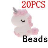 20pc Cute Unicorn Silicone Animal Teether Beads BPA Free Baby Teething Necklace DIY Newborn Chewable Pacifier Chain Shower Gifts