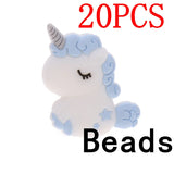 20pc Cute Unicorn Silicone Animal Teether Beads BPA Free Baby Teething Necklace DIY Newborn Chewable Pacifier Chain Shower Gifts