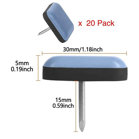 20pcs 16/22/25/30mm Rectangle Chair Foot Sliders Nail on Furniture Sliders Pad Sofa Glides Floor Protector Furniture Accessories