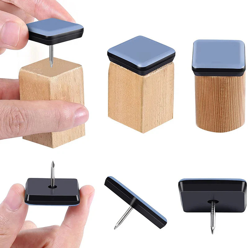 20pcs 16/22/25/30mm Rectangle Chair Foot Sliders Nail on Furniture Sliders Pad Sofa Glides Floor Protector Furniture Accessories