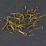 20pcs Double Fishing Hook High Carbon Steel Golden Barbed Hook 1# 2# 4# 6# 8# Pike Trout Perch Ringed Zander Fishhooks