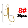 20pcs Double Fishing Hook High Carbon Steel Golden Barbed Hook 1# 2# 4# 6# 8# Pike Trout Perch Ringed Zander Fishhooks