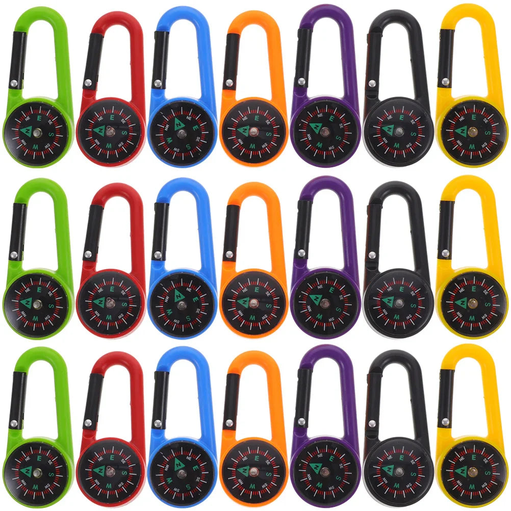 21 Pcs Compass Buckle Hiking Accessories Key Chain Carabiner Survival Climb Mini Plastic Travel