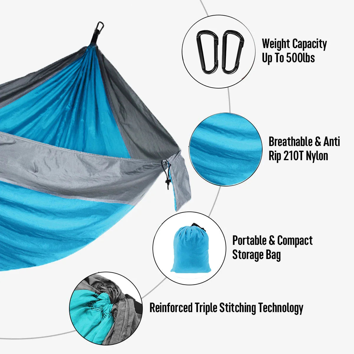 220x90cm Single Camping Hammock lightweight parachute Hammock with 2 Tree Strap for Indoor outdoor Adventure Beach Travel Hiking