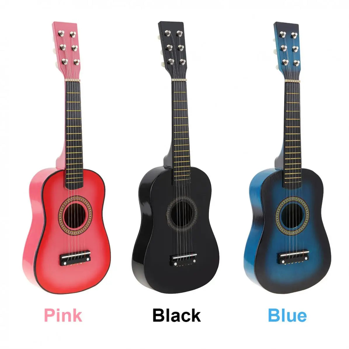 23 inch Black Basswood Acoustic Guitar With Guitar Pick Wire Strings Musical Instruments for Children Kids Gift