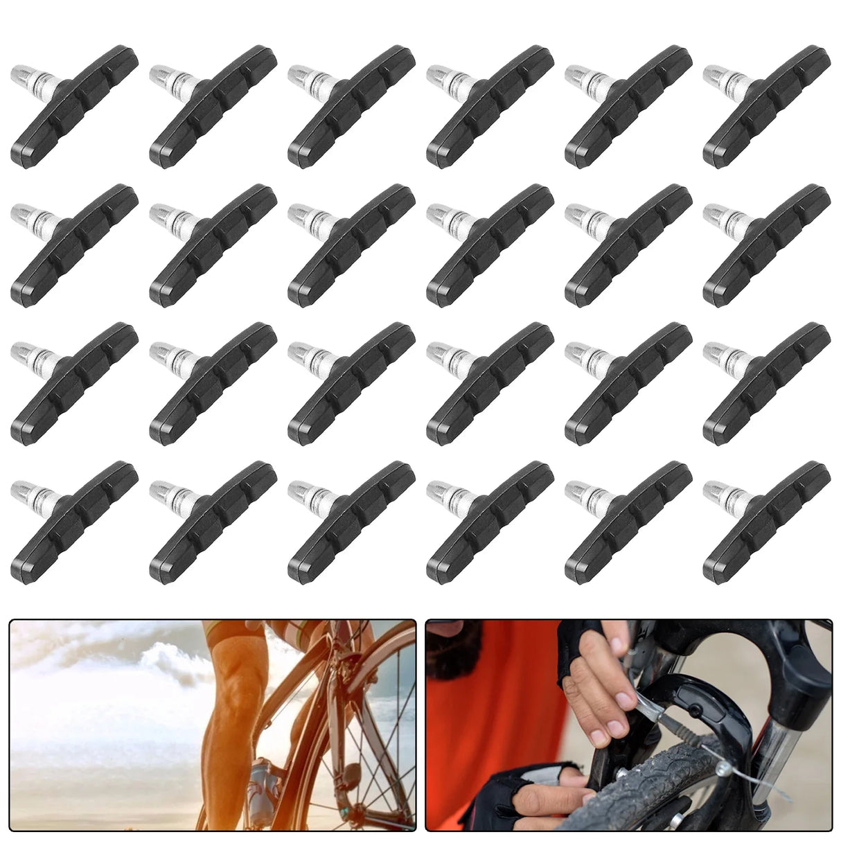 24Pcs V Type Silent Brake Pads Shoes Bike Bicycle Cycling Mountain Bike Dead Speed Brake Pads V Brake System Brake Cycling Part