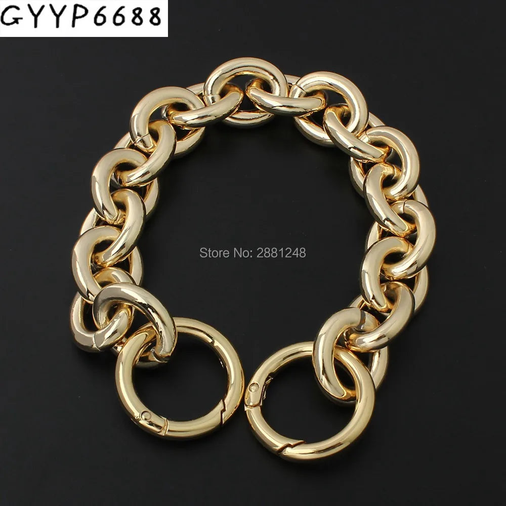 24mm Thick Round Aluminum Chain + Spring Ring Light Weight Bags Strap Bag Parts Handles Chain For Bag Accessory Handbags Straps