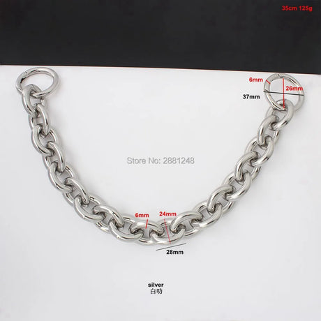 24mm Thick Round Aluminum Chain + Spring Ring Light Weight Bags Strap Bag Parts Handles Chain For Bag Accessory Handbags Straps