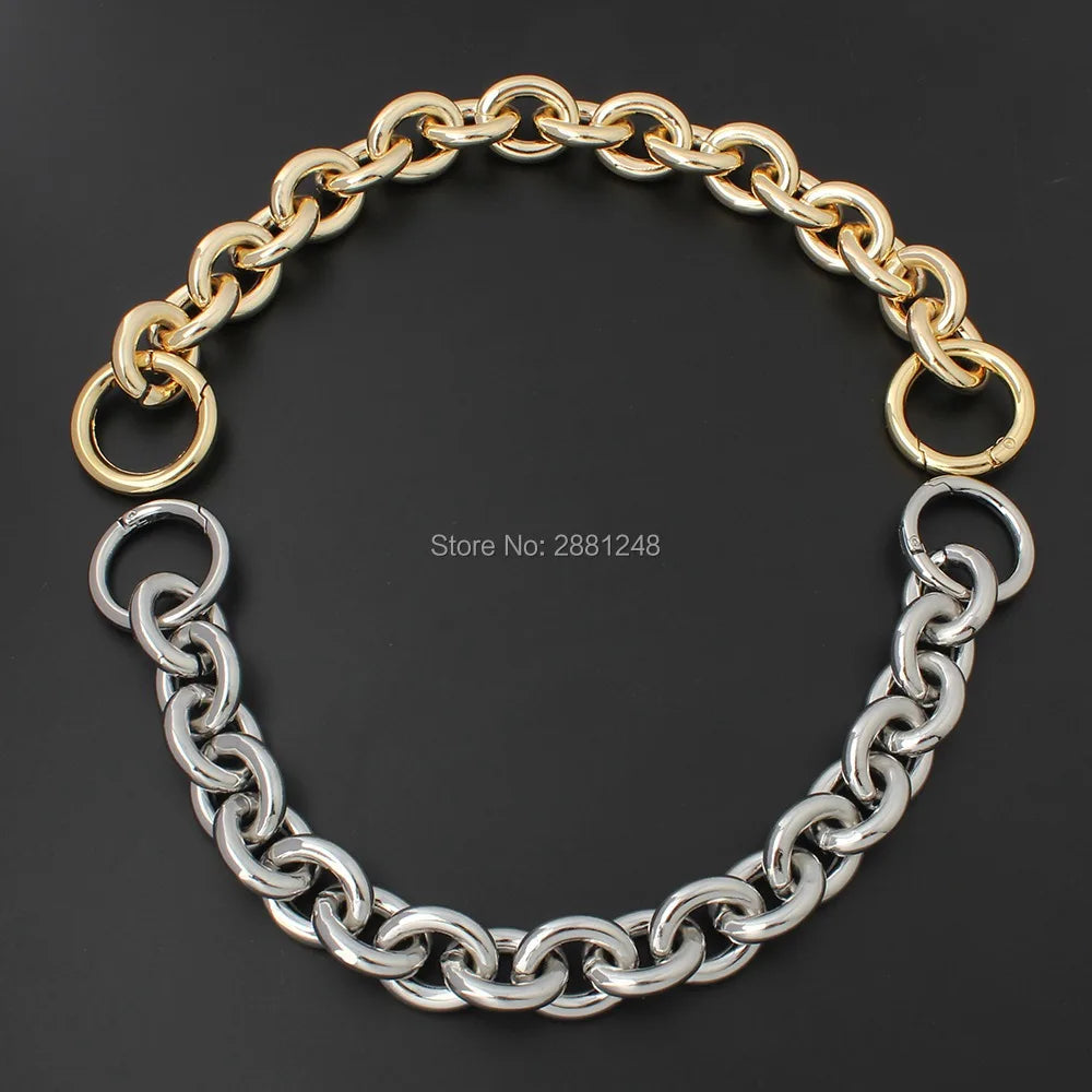 24mm Thick Round Aluminum Chain + Spring Ring Light Weight Bags Strap Bag Parts Handles Chain For Bag Accessory Handbags Straps