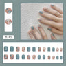 24pcs Gradient False Nails Cute Star Printed Design Fake Nail Short Square Faux Ongles Manicure Nail Stickers Press On Nail Tips