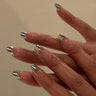 24pcs/box Fake French y2k Nails Press On Long Stiletto Almond Shape Wearable False Nails With Stars Designs Full Cover Nail Tips